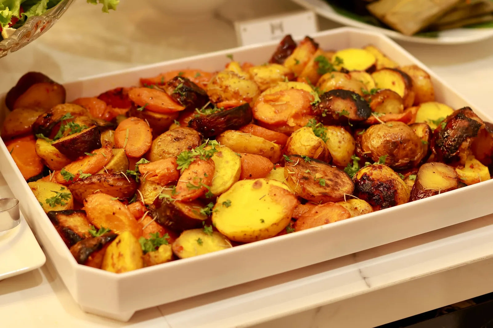 Roasted root vegetables in a bowl
