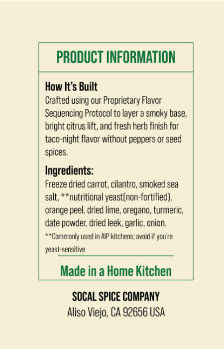 SoCal Spice Fiesta Fusion™ | AIP Taco Seasoning Without Nightshades or Peppers